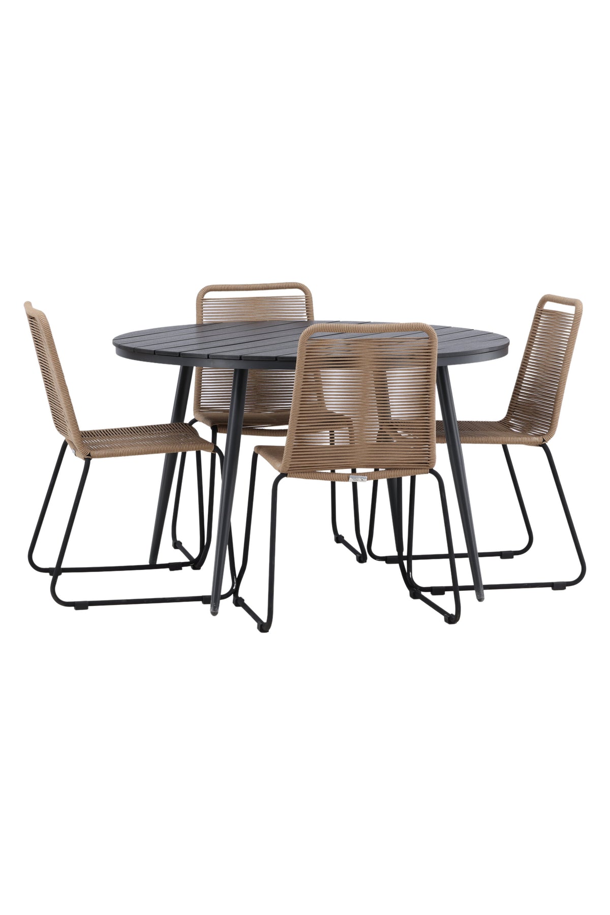 Break Matbord med Lindos Stolarna – Bord: ⌀120 Stol: 59x86x57