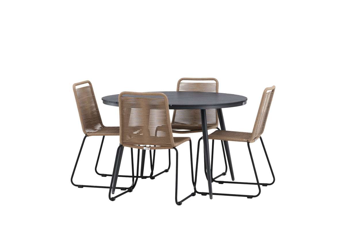 Break Matbord med Lindos Stolarna – Bord: ⌀120 Stol: 59x86x57