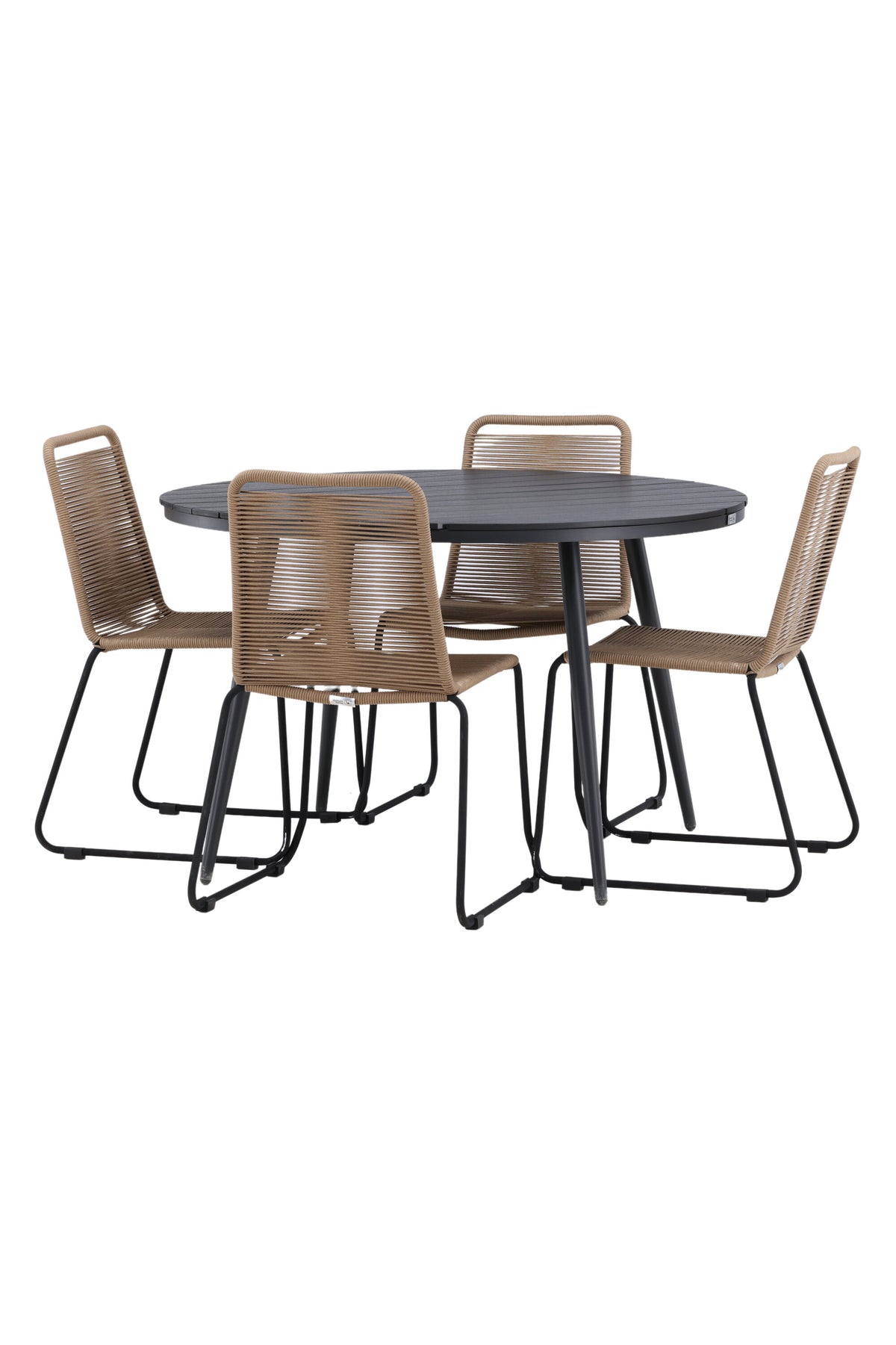 Break Matbord med Lindos Stolarna – Bord: ⌀120 Stol: 59x86x57