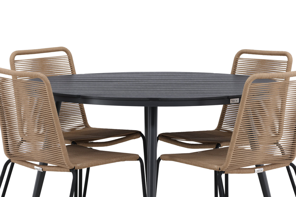 Break Matbord med Lindos Stolarna – Bord: ⌀120 Stol: 59x86x57