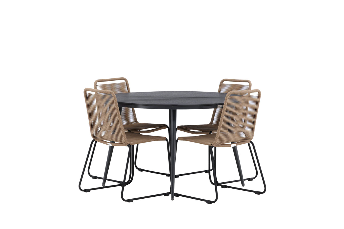 Break Matbord med Lindos Stolarna – Bord: ⌀120 Stol: 59x86x57