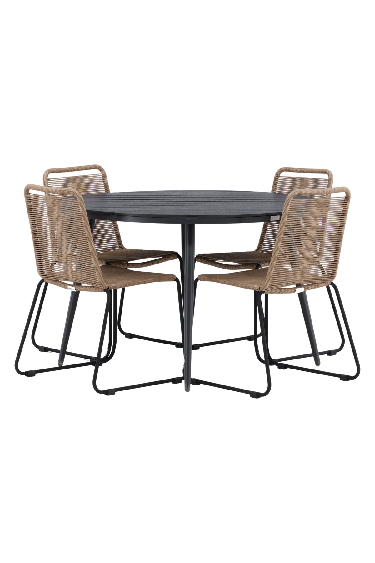 Break Matbord med Lindos Stolarna – Bord: ⌀120 Stol: 59x86x57