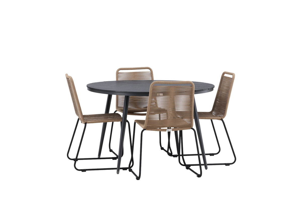 Break Matbord med Lindos Stolarna – Bord: ⌀120 Stol: 59x86x57