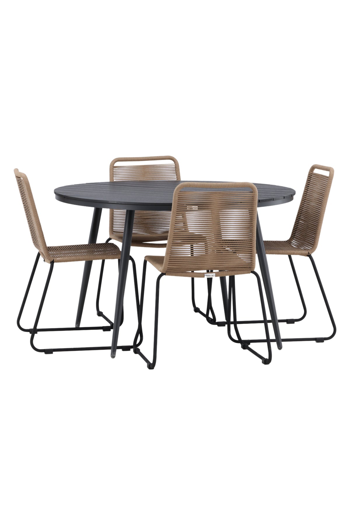 Break Matbord med Lindos Stolarna – Bord: ⌀120 Stol: 59x86x57