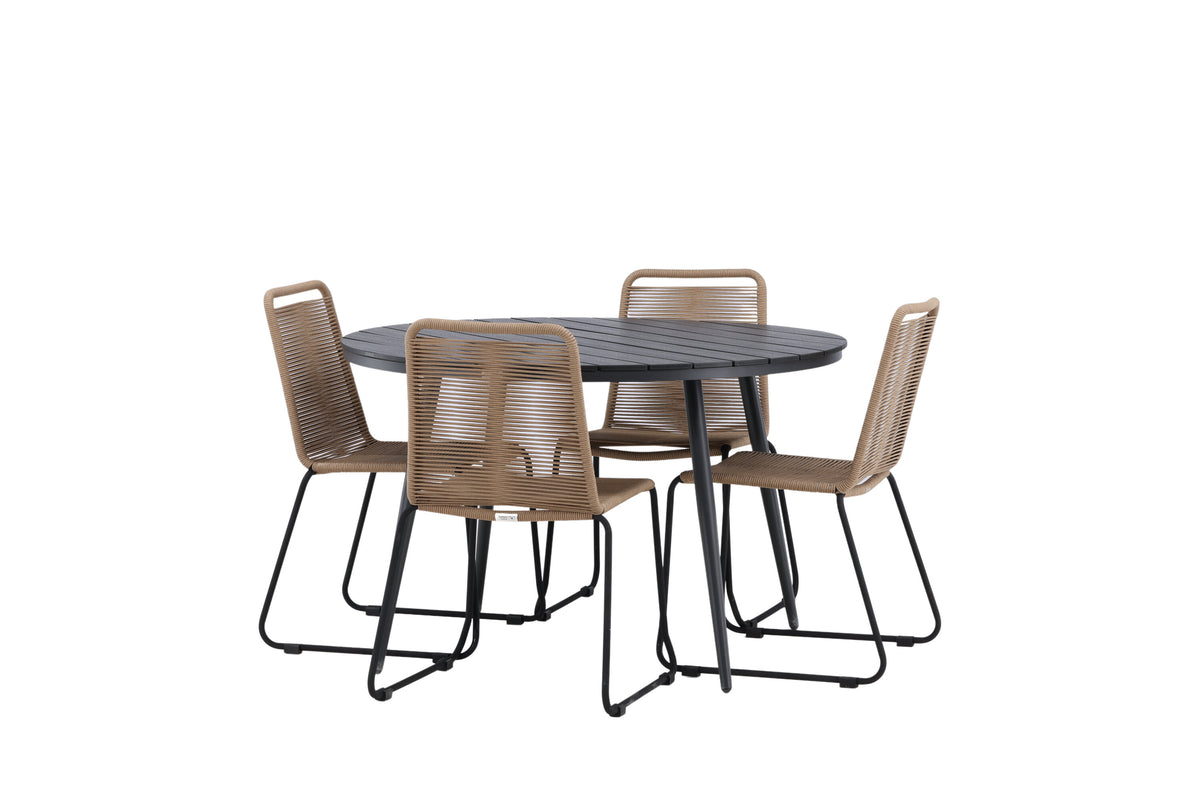 Break Matbord med Lindos Stolarna – Bord: ⌀120 Stol: 59x86x57