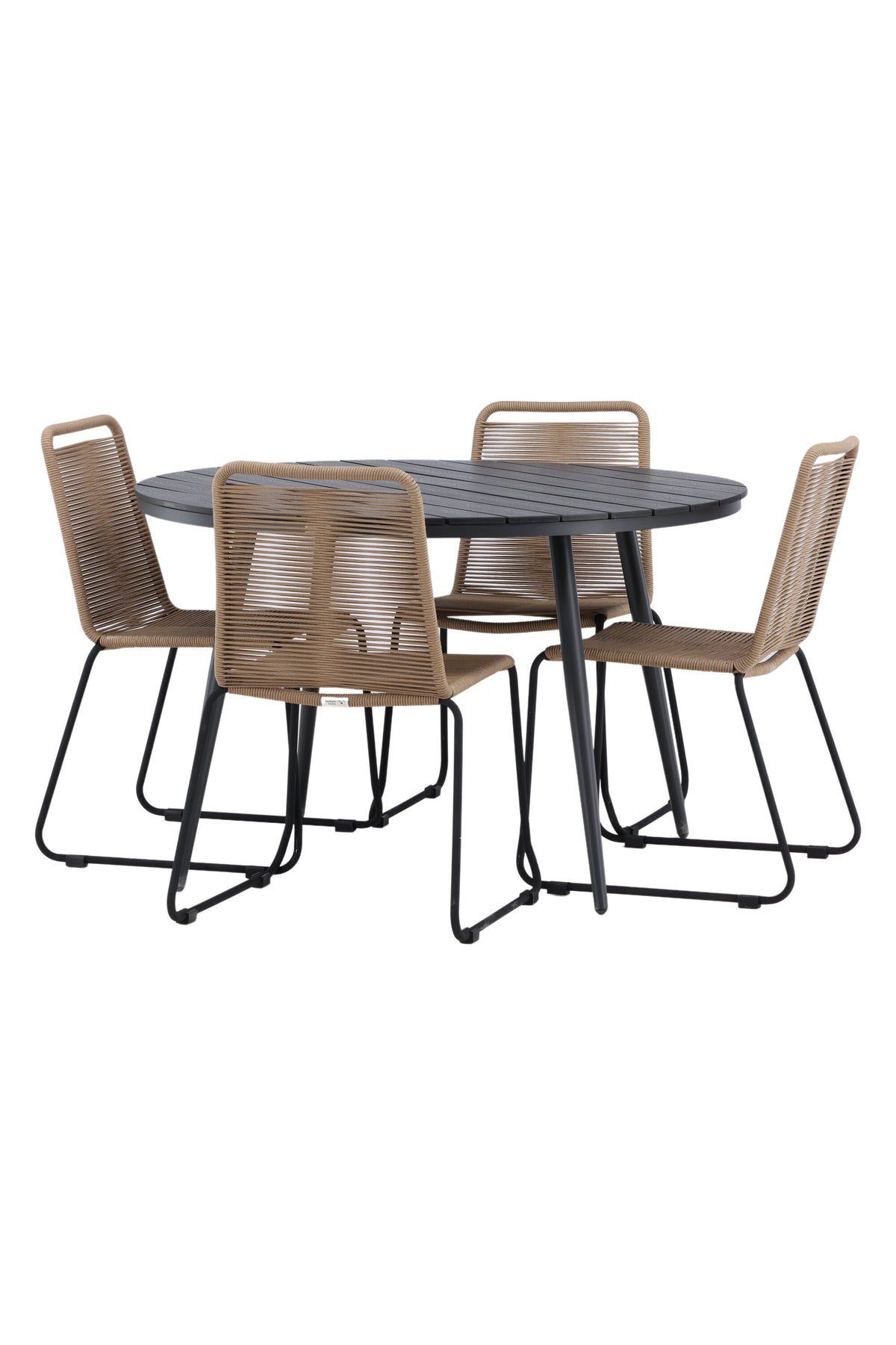 Break Matbord med Lindos Stolarna – Bord: ⌀120 Stol: 59x86x57