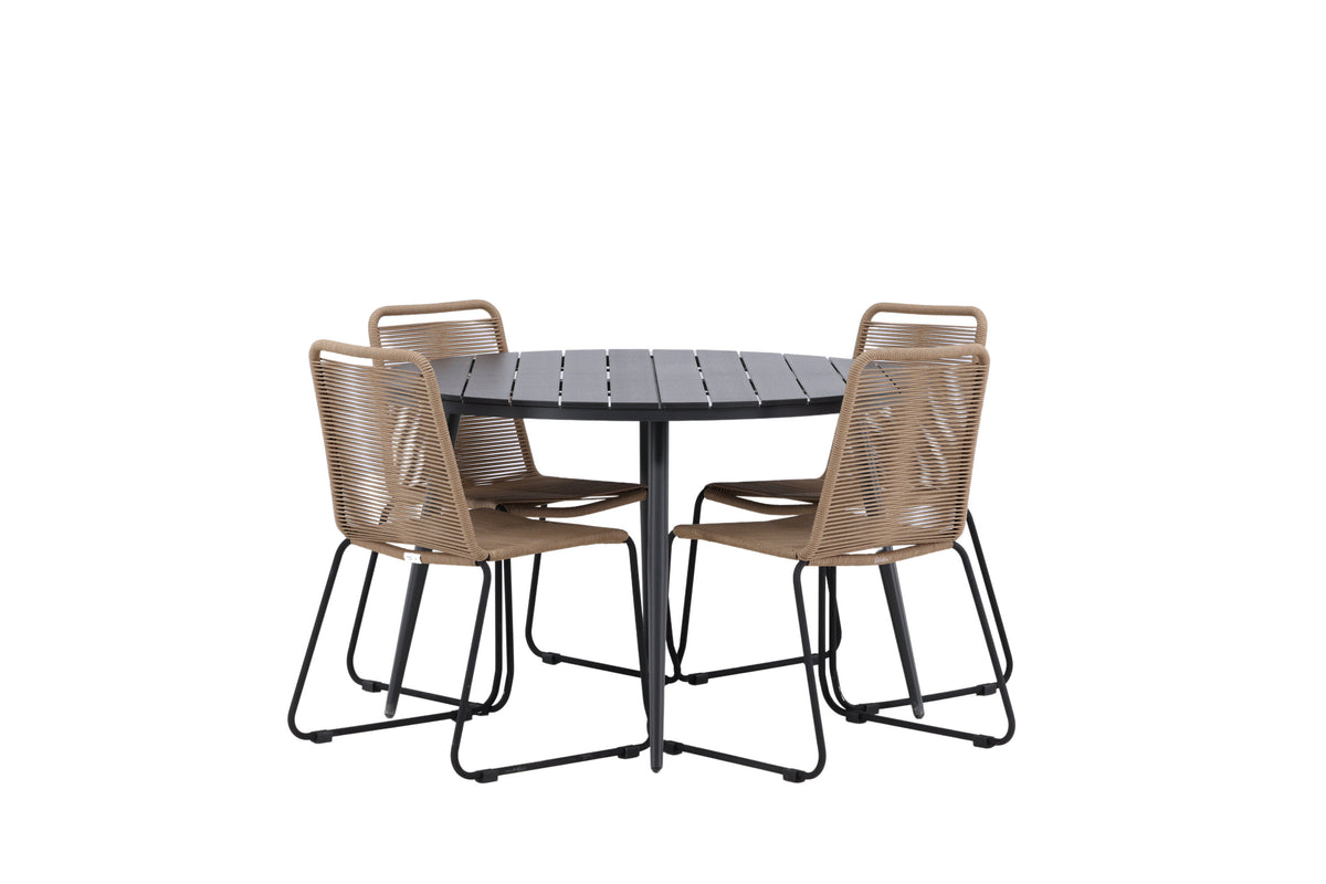 Break Matbord med Lindos Stolarna – Bord: ⌀120 Stol: 59x86x57