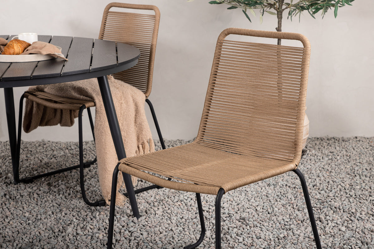 Break Matbord med Lindos Stolarna – Bord: ⌀120 Stol: 59x86x57