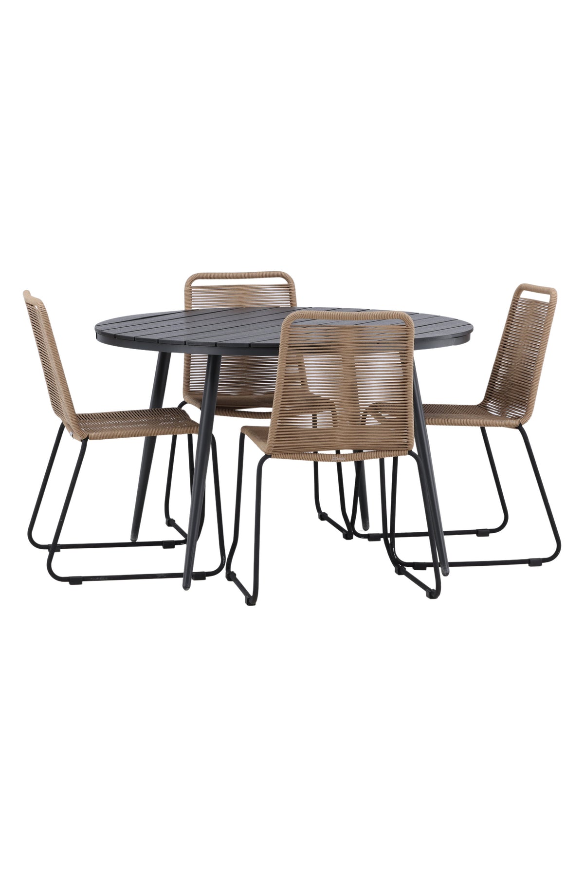 Break Matbord med Lindos Stolarna – Bord: ⌀120 Stol: 59x86x57