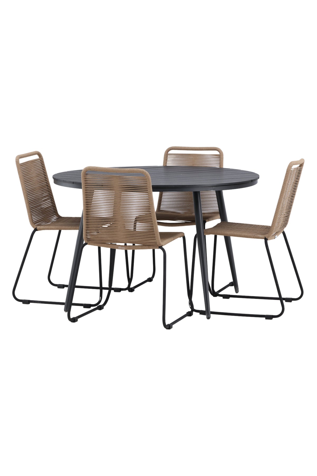 Break Matbord med Lindos Stolarna – Bord: ⌀120 Stol: 59x86x57