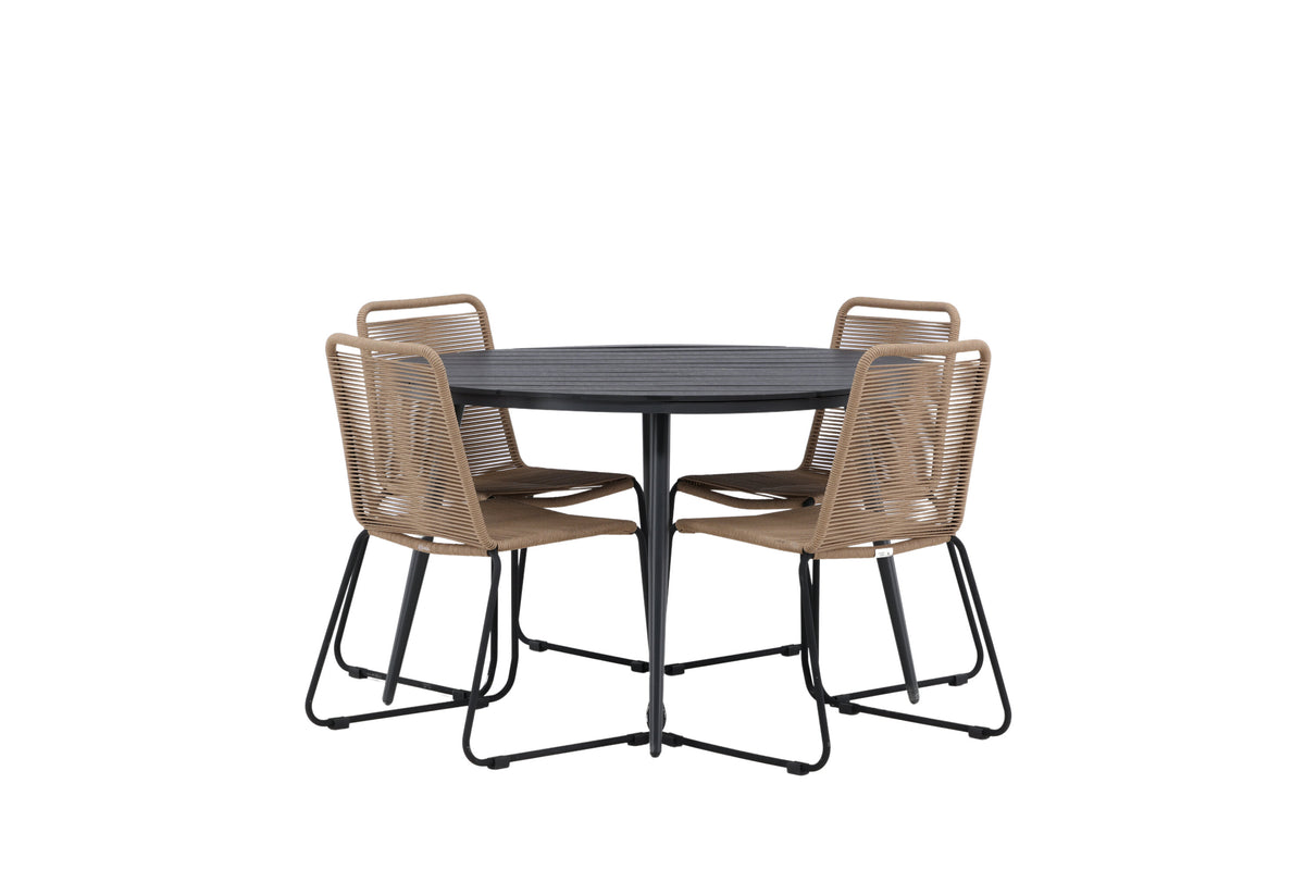Break Matbord med Lindos Stolarna – Bord: ⌀120 Stol: 59x86x57