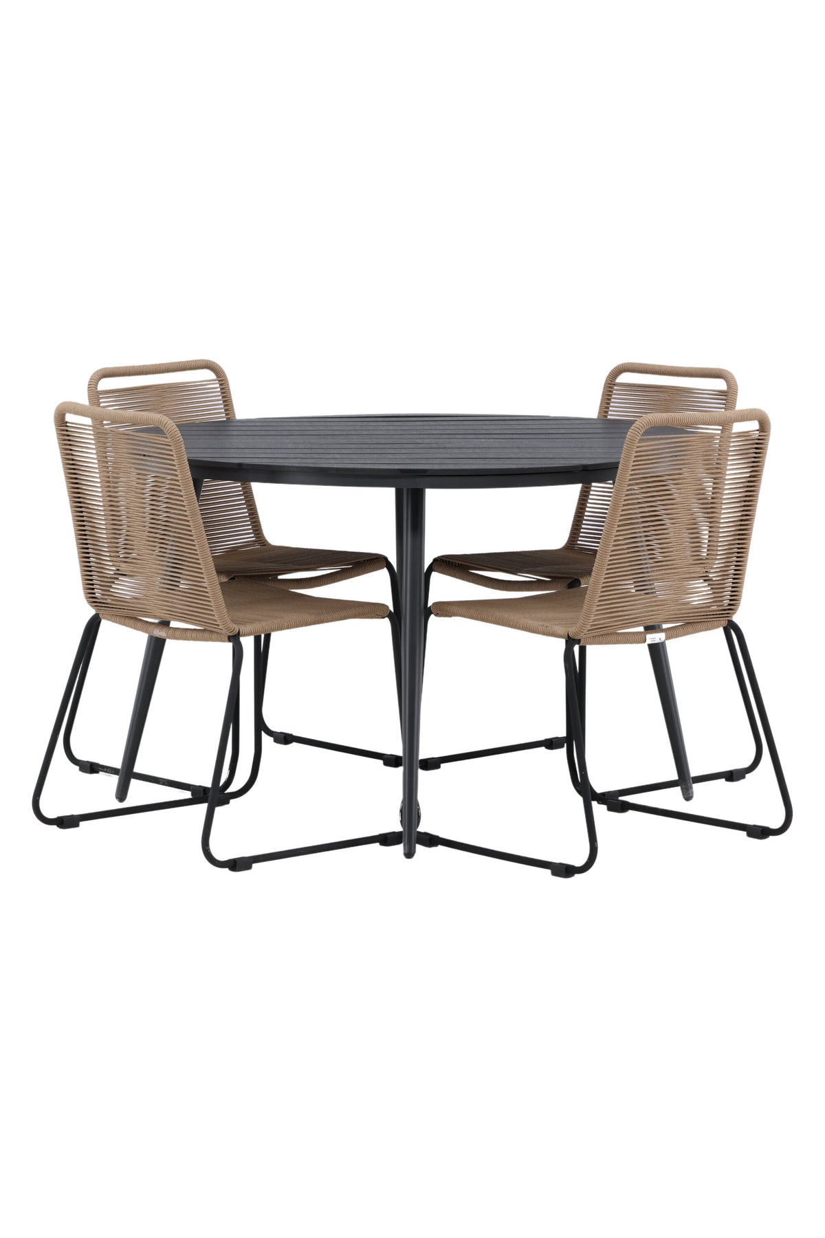 Break Matbord med Lindos Stolarna – Bord: ⌀120 Stol: 59x86x57