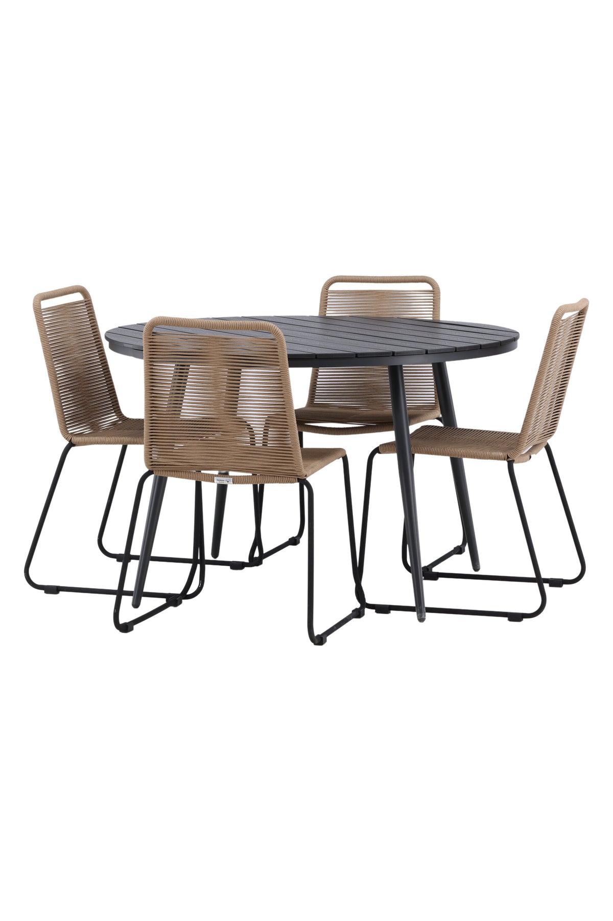 Break Matbord med Lindos Stolarna – Bord: ⌀120 Stol: 59x86x57