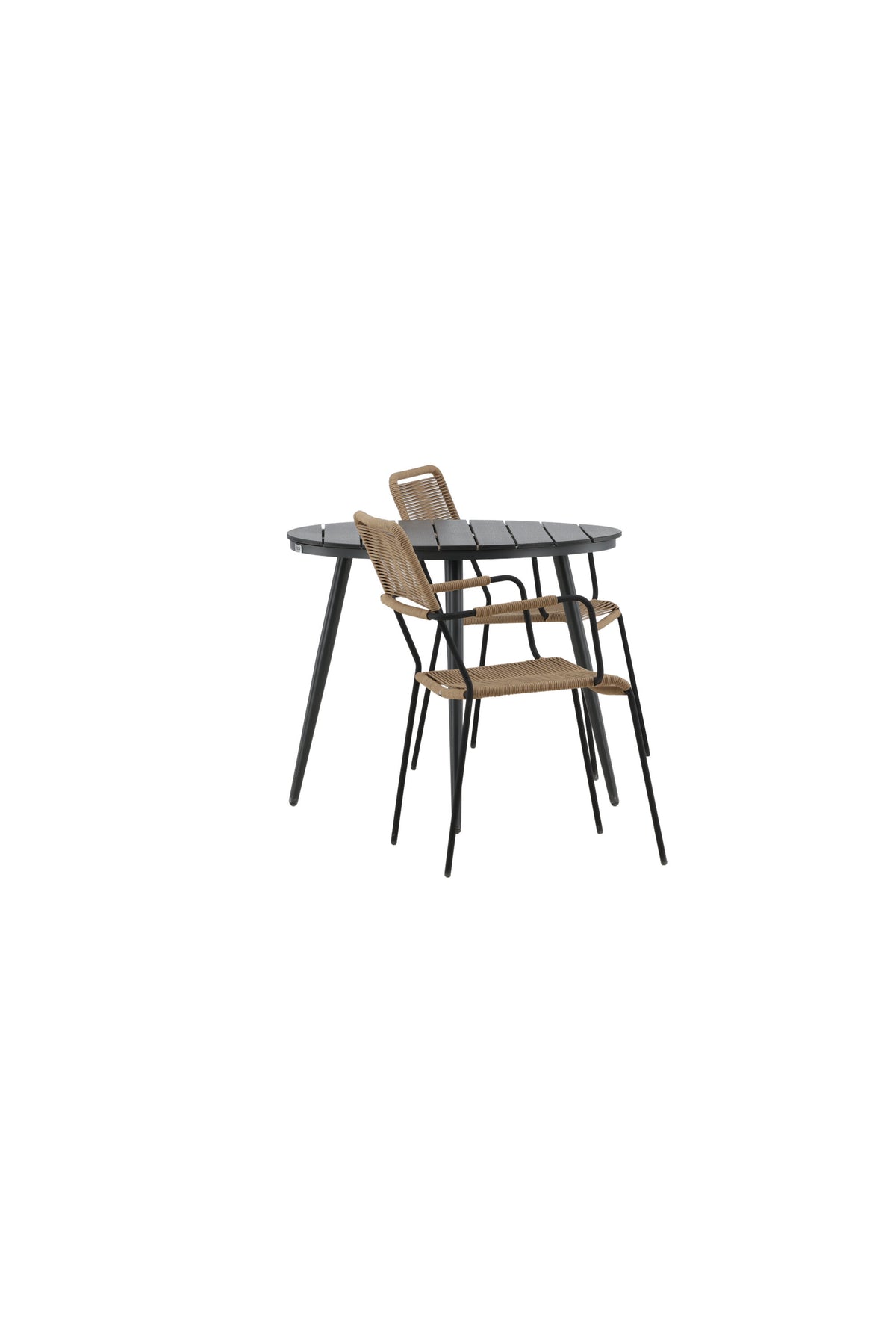 Break Matbord med Lindos Stolarna – Bord: ⌀90 Stol: 66x85x55
