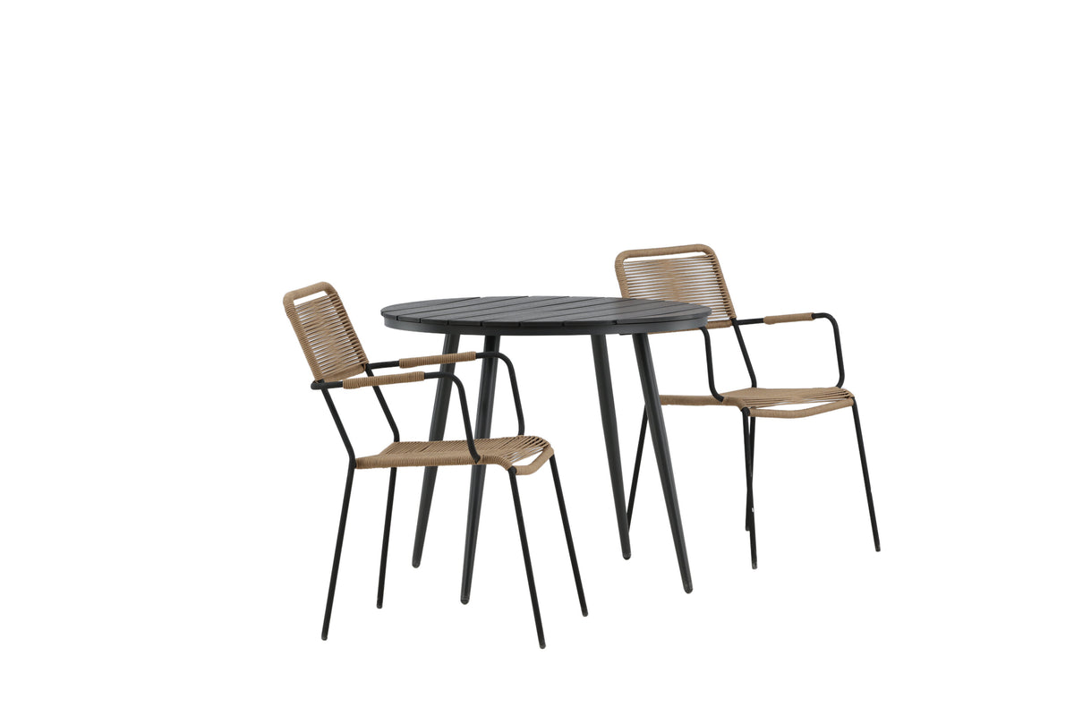 Break Matbord med Lindos Stolarna – Bord: ⌀90 Stol: 66x85x55