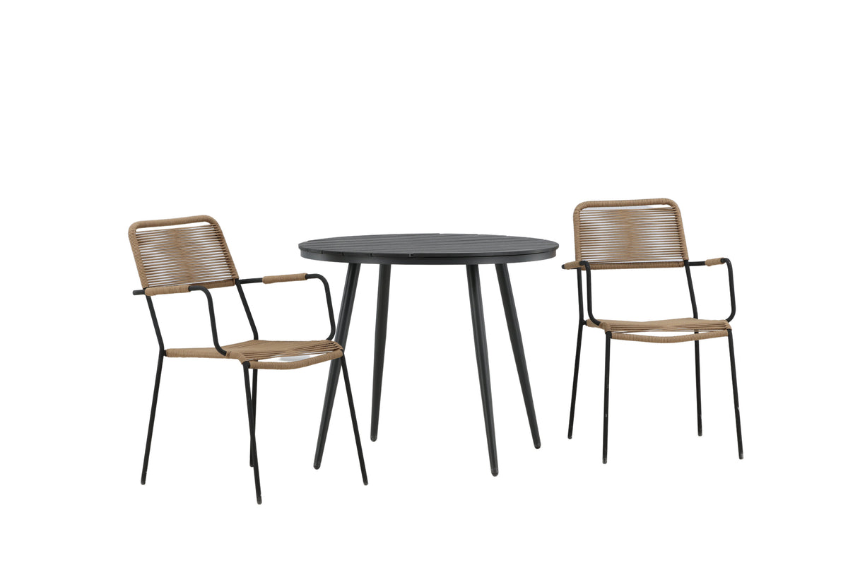 Break Matbord med Lindos Stolarna – Bord: ⌀90 Stol: 66x85x55