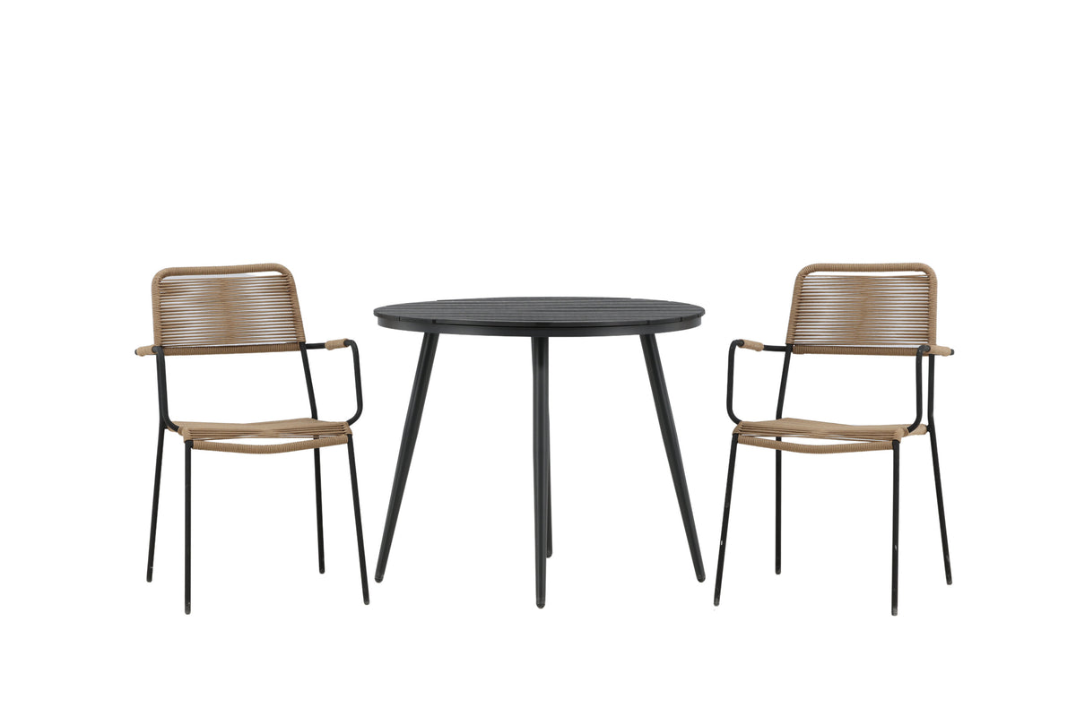Break Matbord med Lindos Stolarna – Bord: ⌀90 Stol: 66x85x55