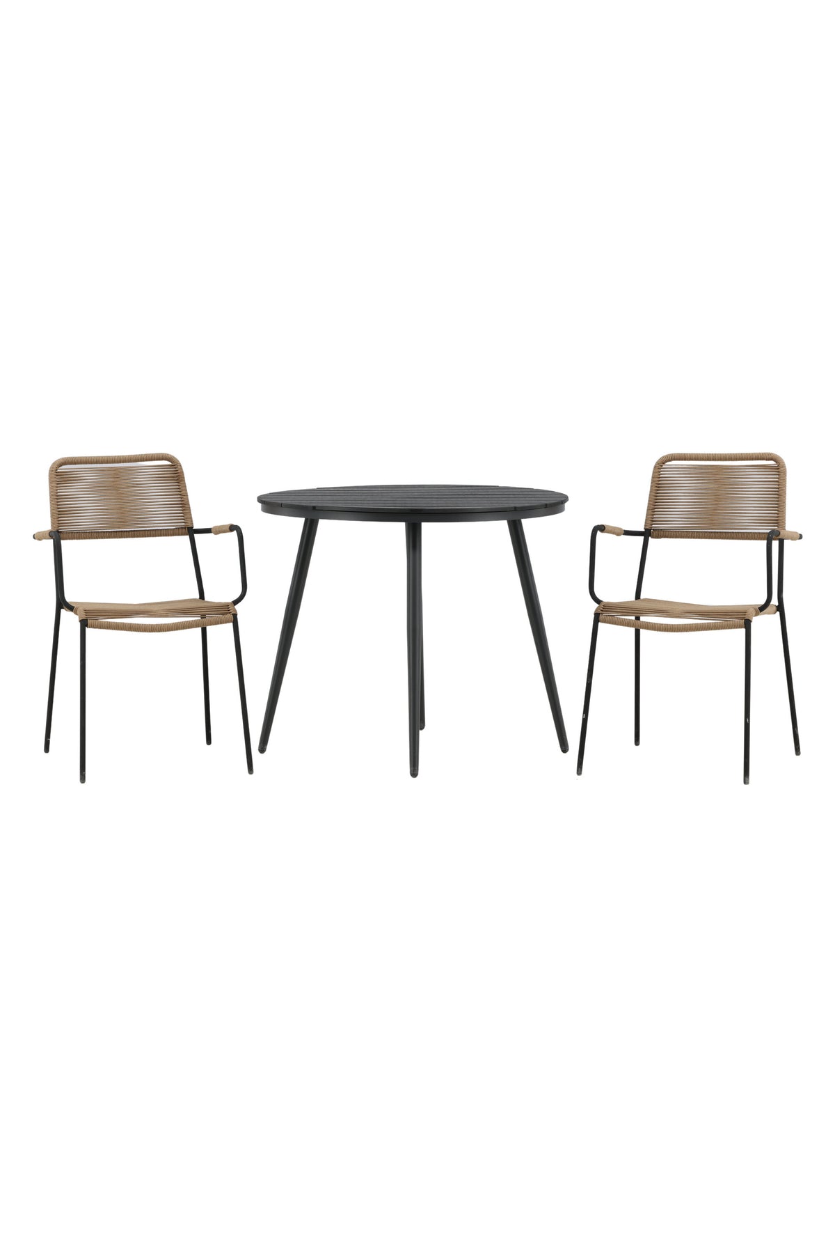 Break Matbord med Lindos Stolarna – Bord: ⌀90 Stol: 66x85x55