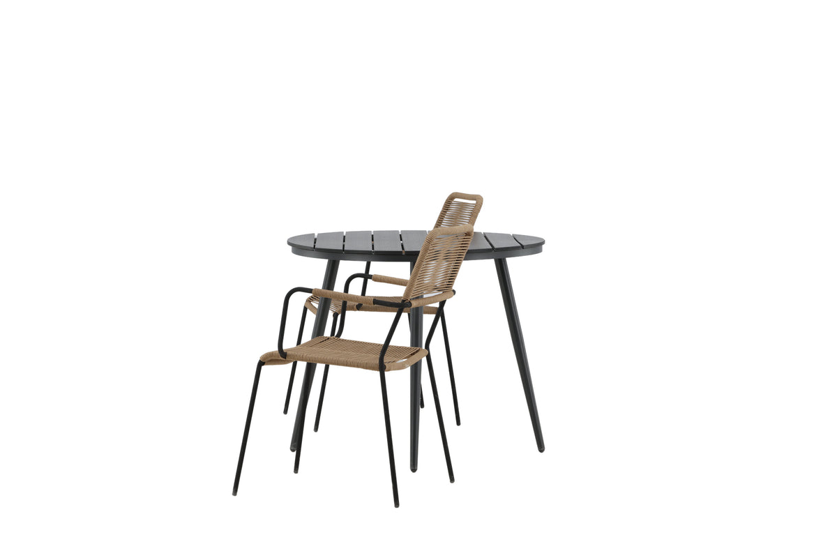 Break Matbord med Lindos Stolarna – Bord: ⌀90 Stol: 66x85x55