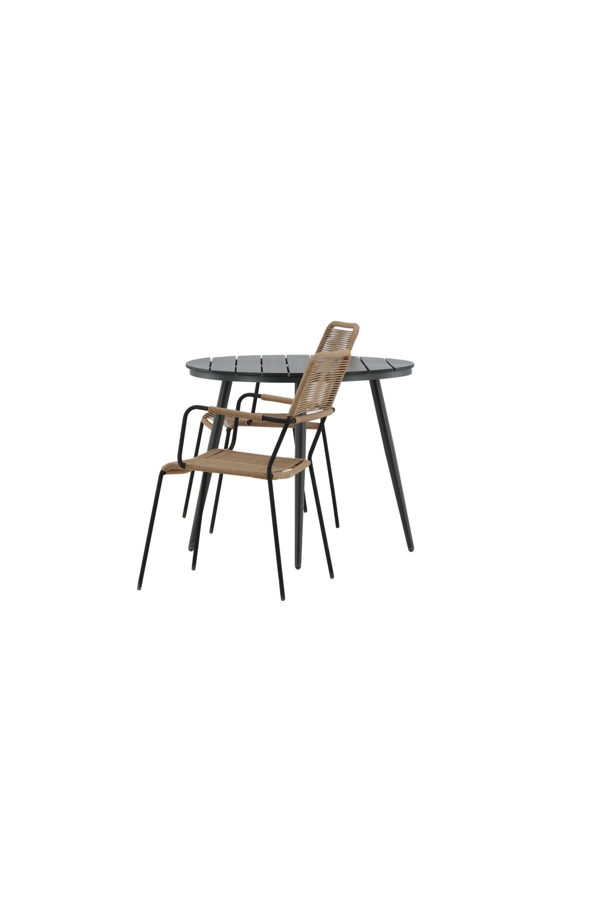 Break Matbord med Lindos Stolarna – Bord: ⌀90 Stol: 66x85x55