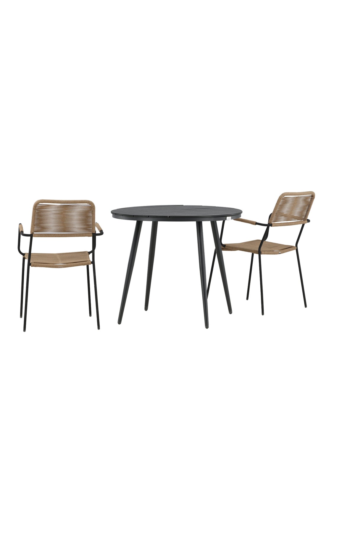 Break Matbord med Lindos Stolarna – Bord: ⌀90 Stol: 66x85x55