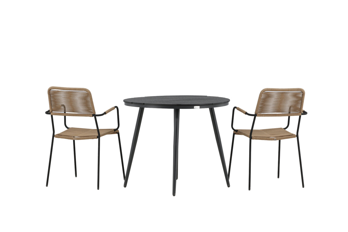 Break Matbord med Lindos Stolarna – Bord: ⌀90 Stol: 66x85x55