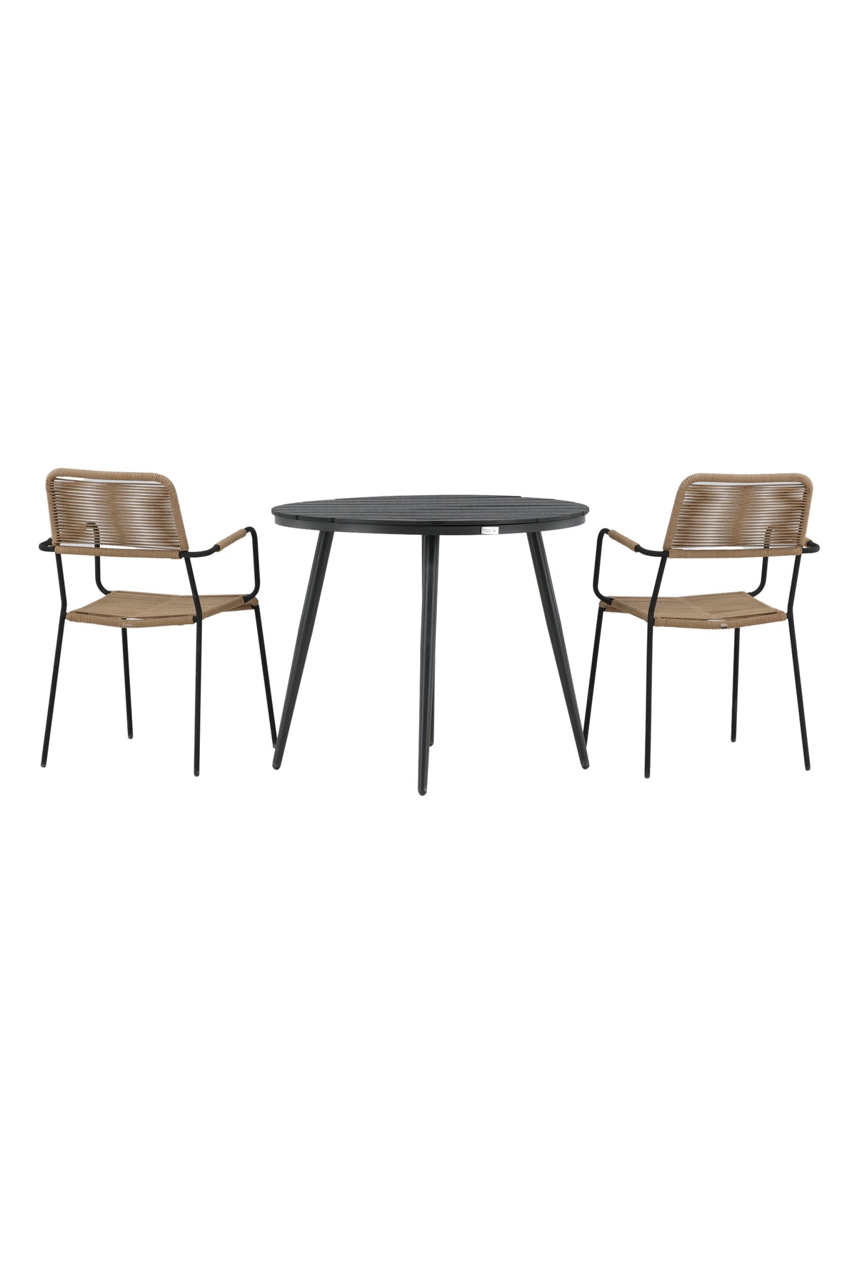 Break Matbord med Lindos Stolarna – Bord: ⌀90 Stol: 66x85x55