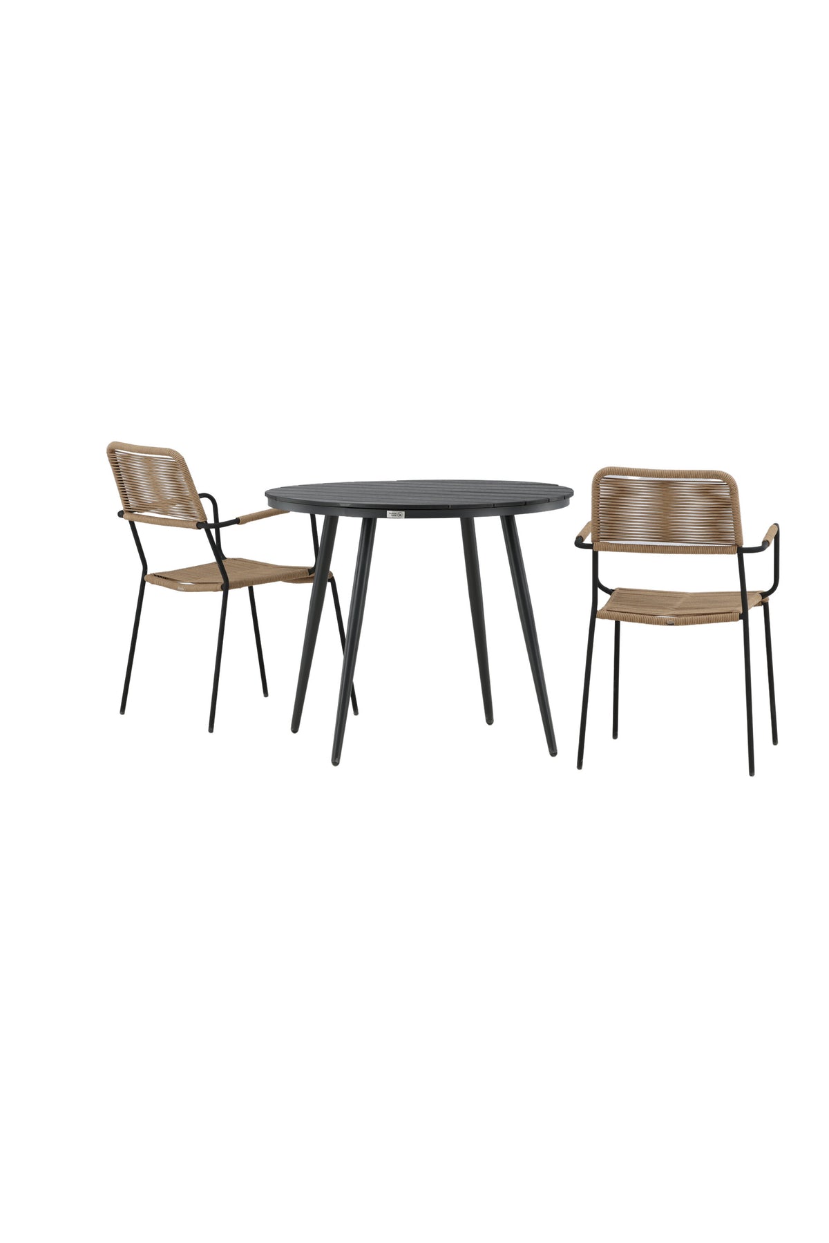 Break Matbord med Lindos Stolarna – Bord: ⌀90 Stol: 66x85x55