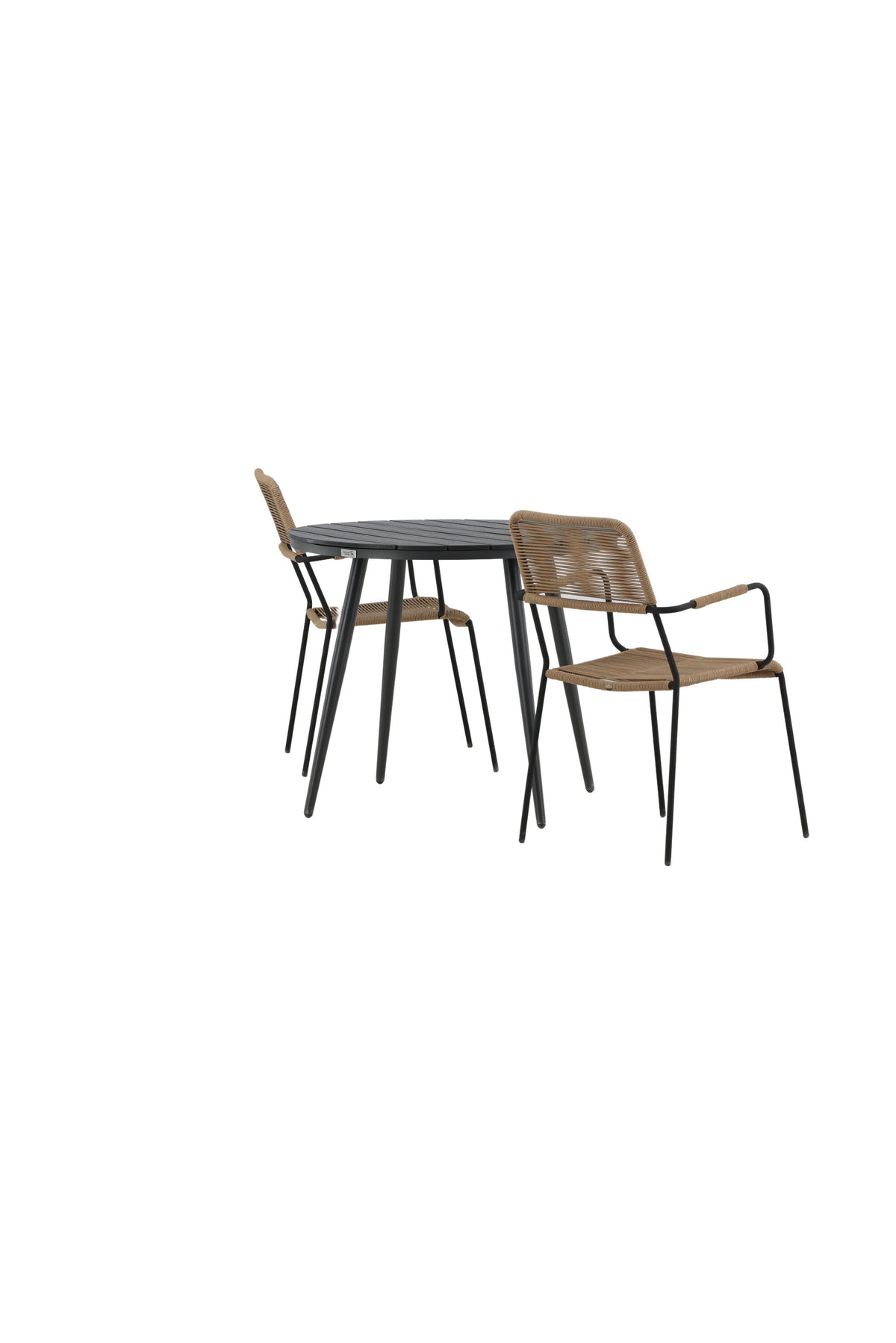 Break Matbord med Lindos Stolarna – Bord: ⌀90 Stol: 66x85x55