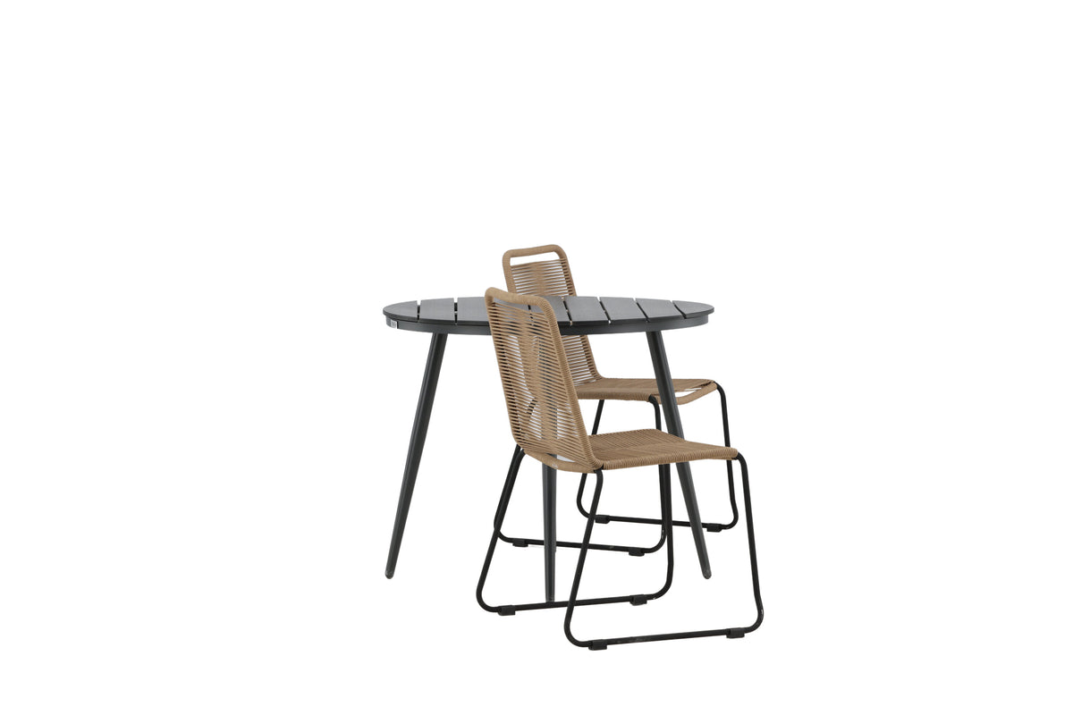 Break Matbord med Lindos Stolarna – Bord: ⌀90 Stol: 59x86x57