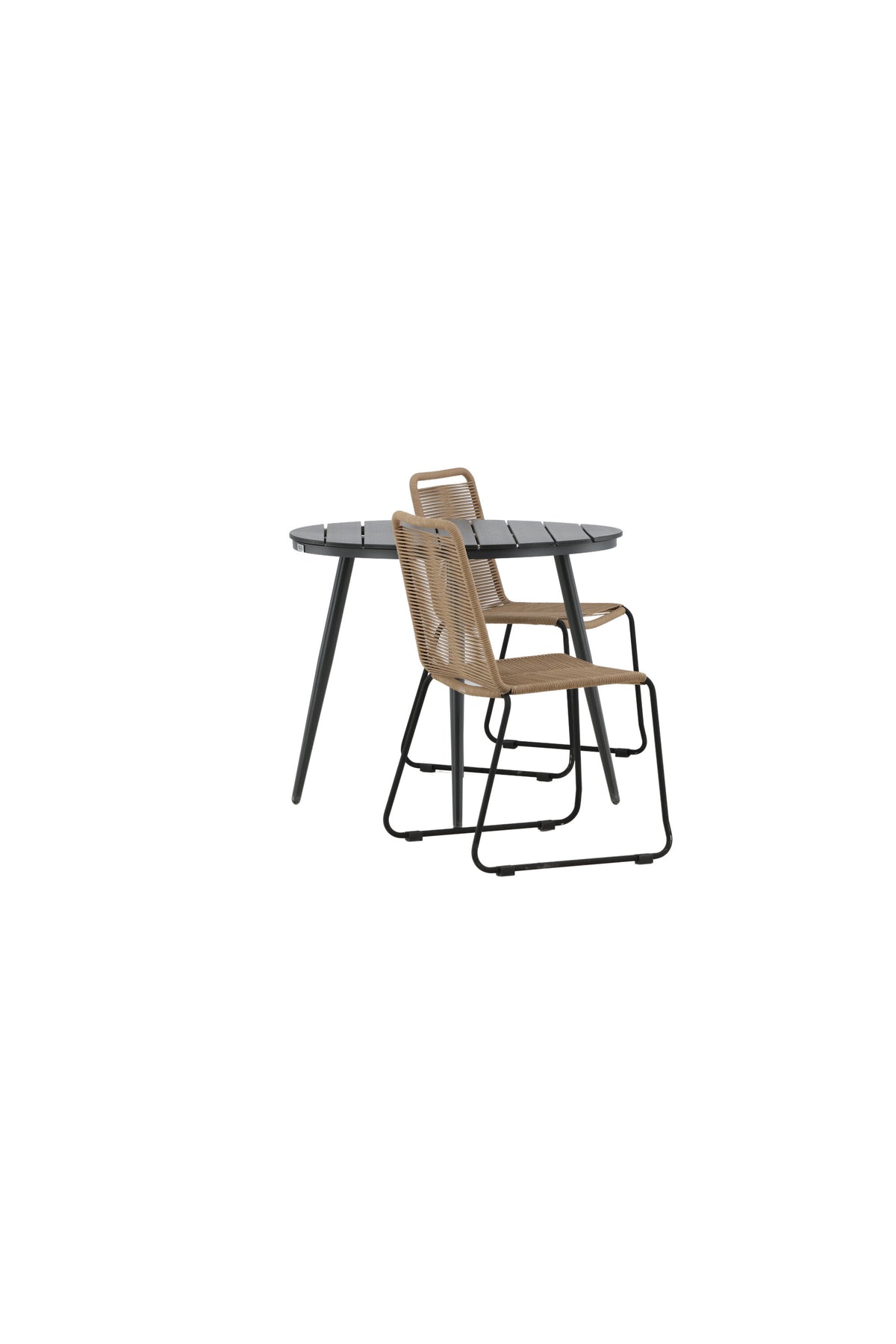 Break Matbord med Lindos Stolarna – Bord: ⌀90 Stol: 59x86x57