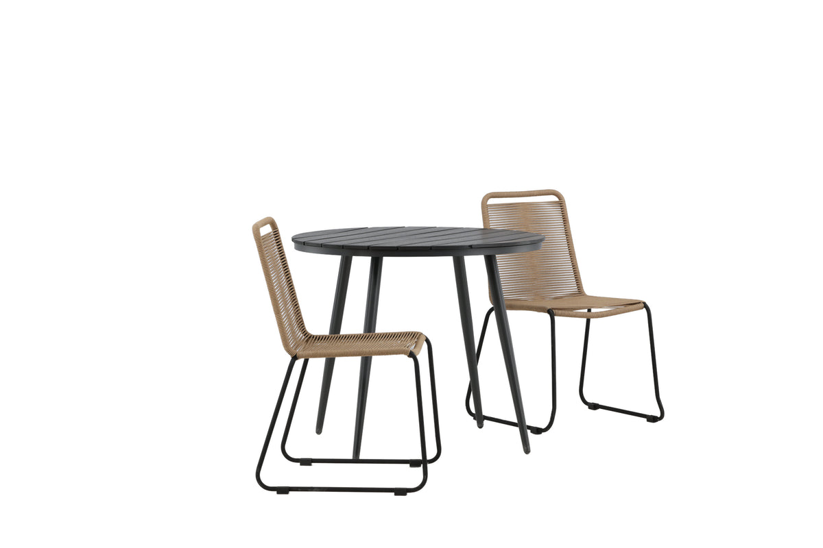 Break Matbord med Lindos Stolarna – Bord: ⌀90 Stol: 59x86x57