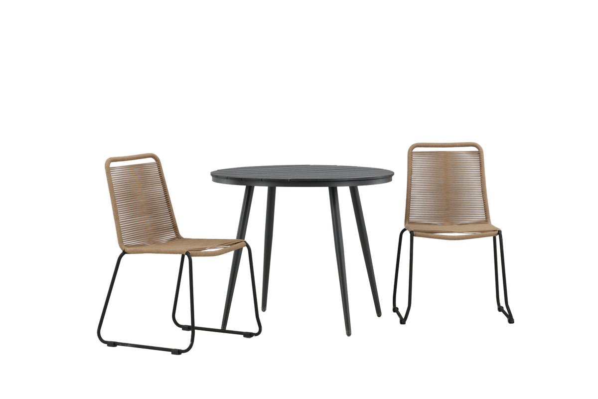 Break Matbord med Lindos Stolarna – Bord: ⌀90 Stol: 59x86x57