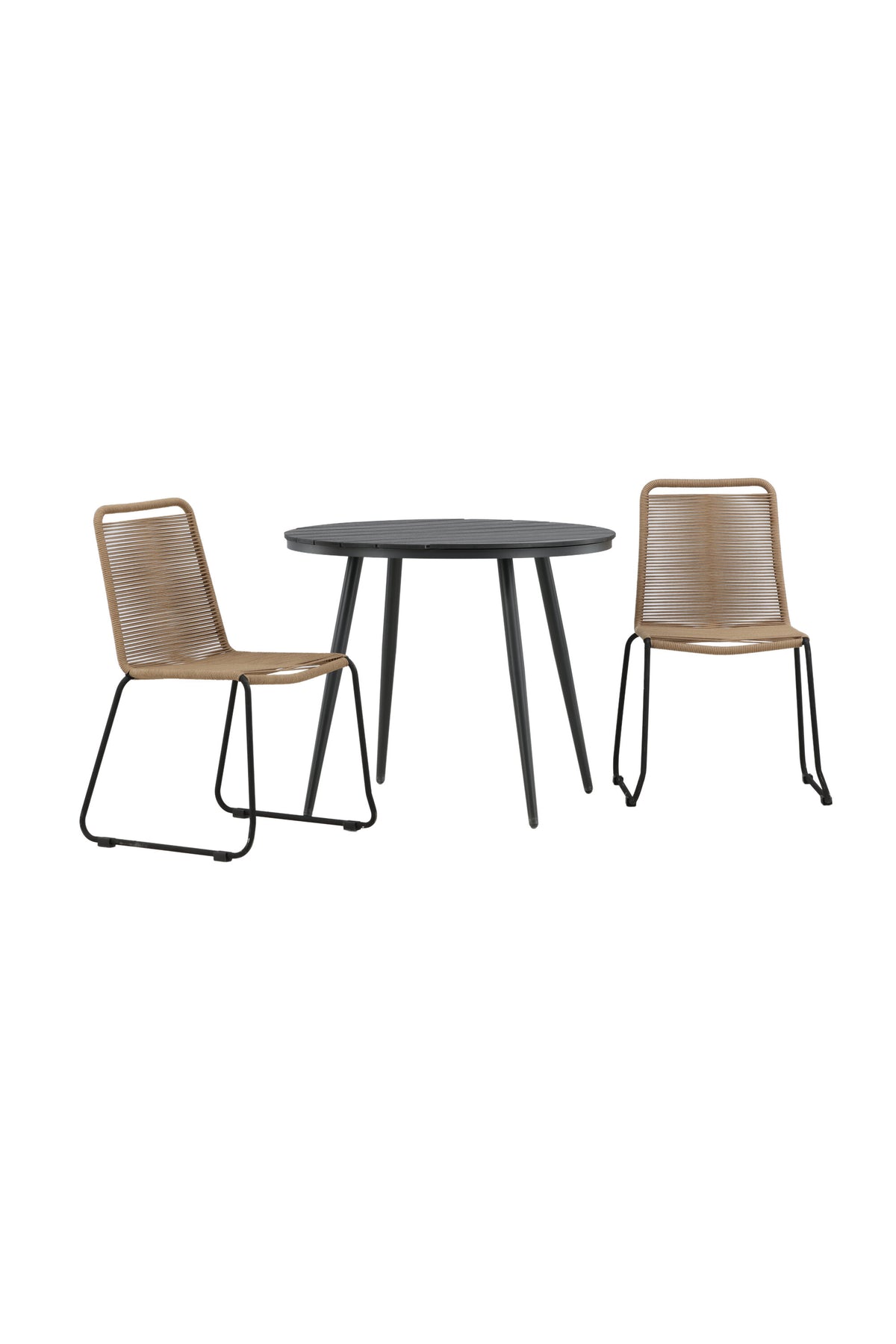 Break Matbord med Lindos Stolarna – Bord: ⌀90 Stol: 59x86x57