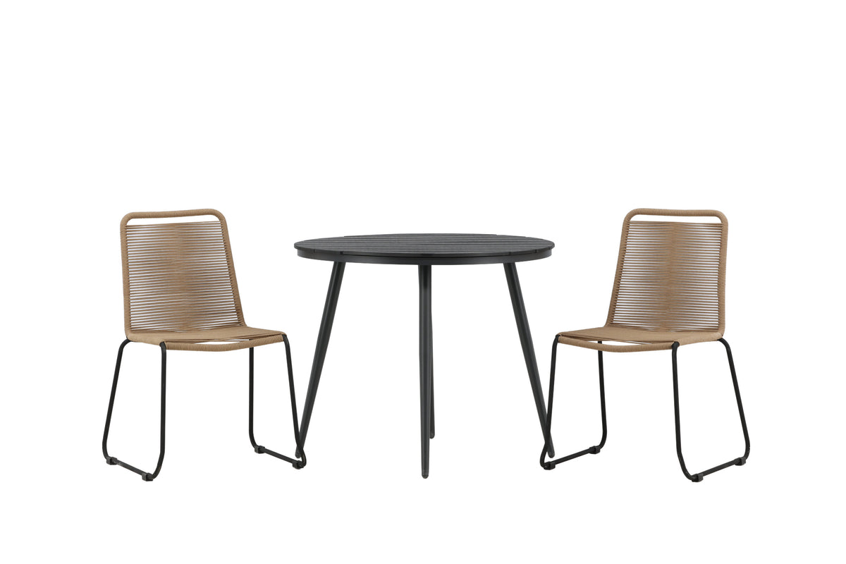 Break Matbord med Lindos Stolarna – Bord: ⌀90 Stol: 59x86x57