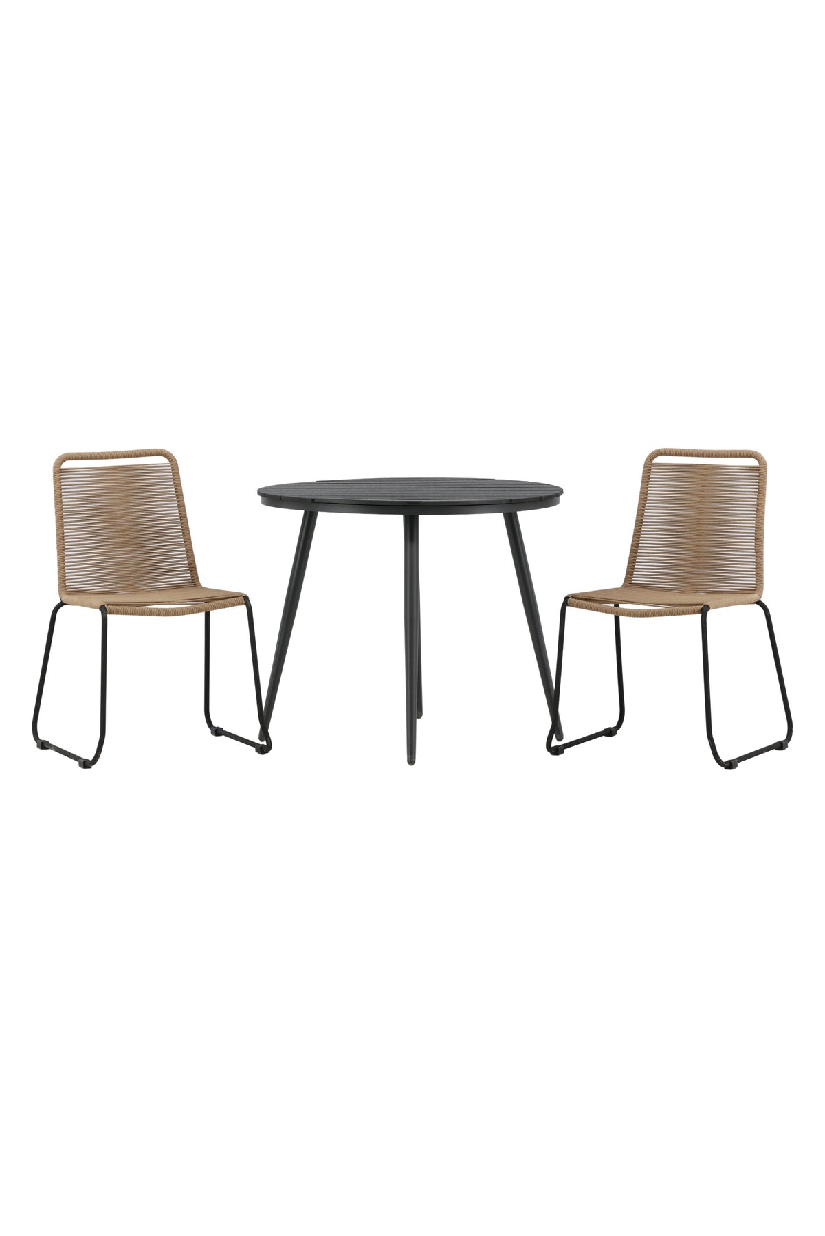 Break Matbord med Lindos Stolarna – Bord: ⌀90 Stol: 59x86x57