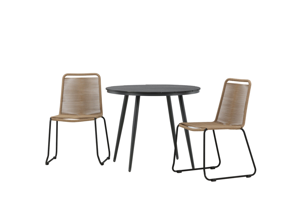 Break Matbord med Lindos Stolarna – Bord: ⌀90 Stol: 59x86x57