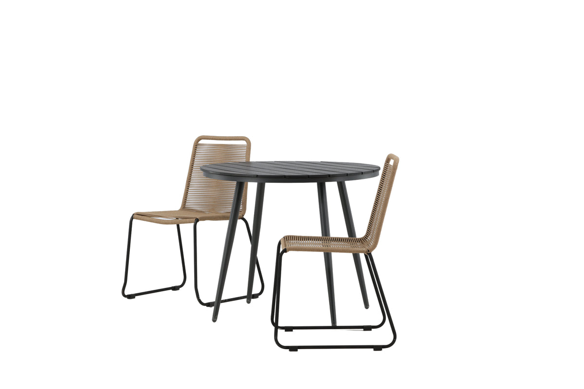 Break Matbord med Lindos Stolarna – Bord: ⌀90 Stol: 59x86x57