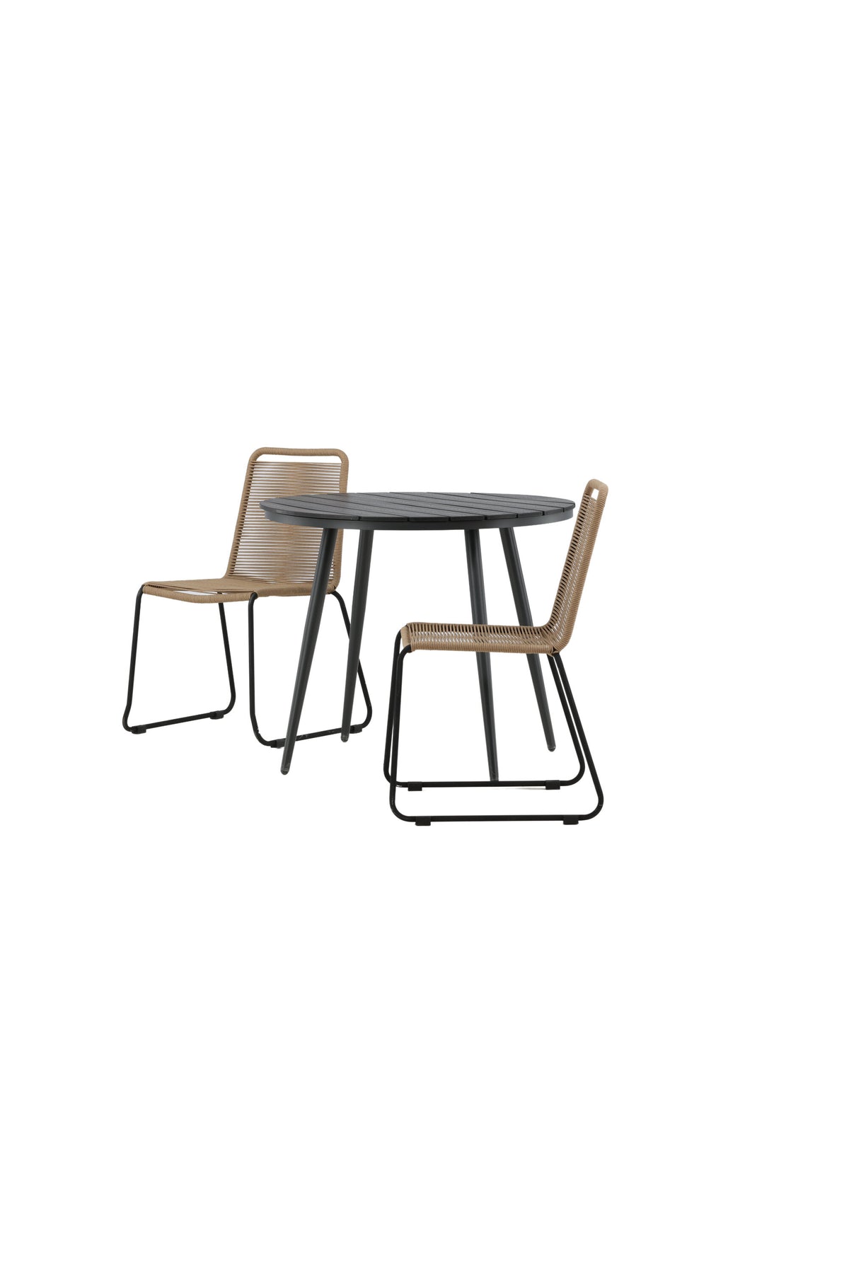 Break Matbord med Lindos Stolarna – Bord: ⌀90 Stol: 59x86x57
