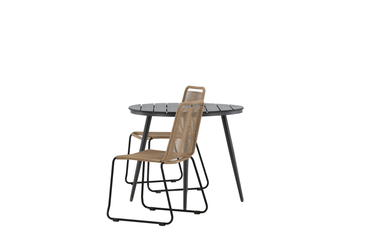 Break Matbord med Lindos Stolarna – Bord: ⌀90 Stol: 59x86x57