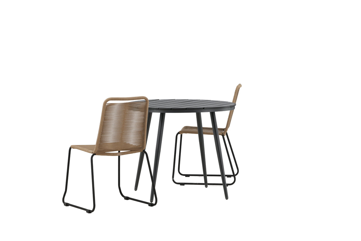 Break Matbord med Lindos Stolarna – Bord: ⌀90 Stol: 59x86x57
