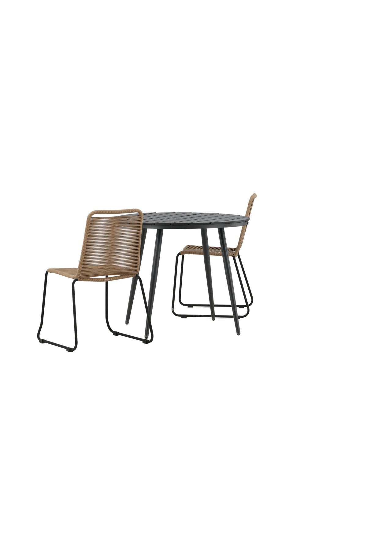 Break Matbord med Lindos Stolarna – Bord: ⌀90 Stol: 59x86x57