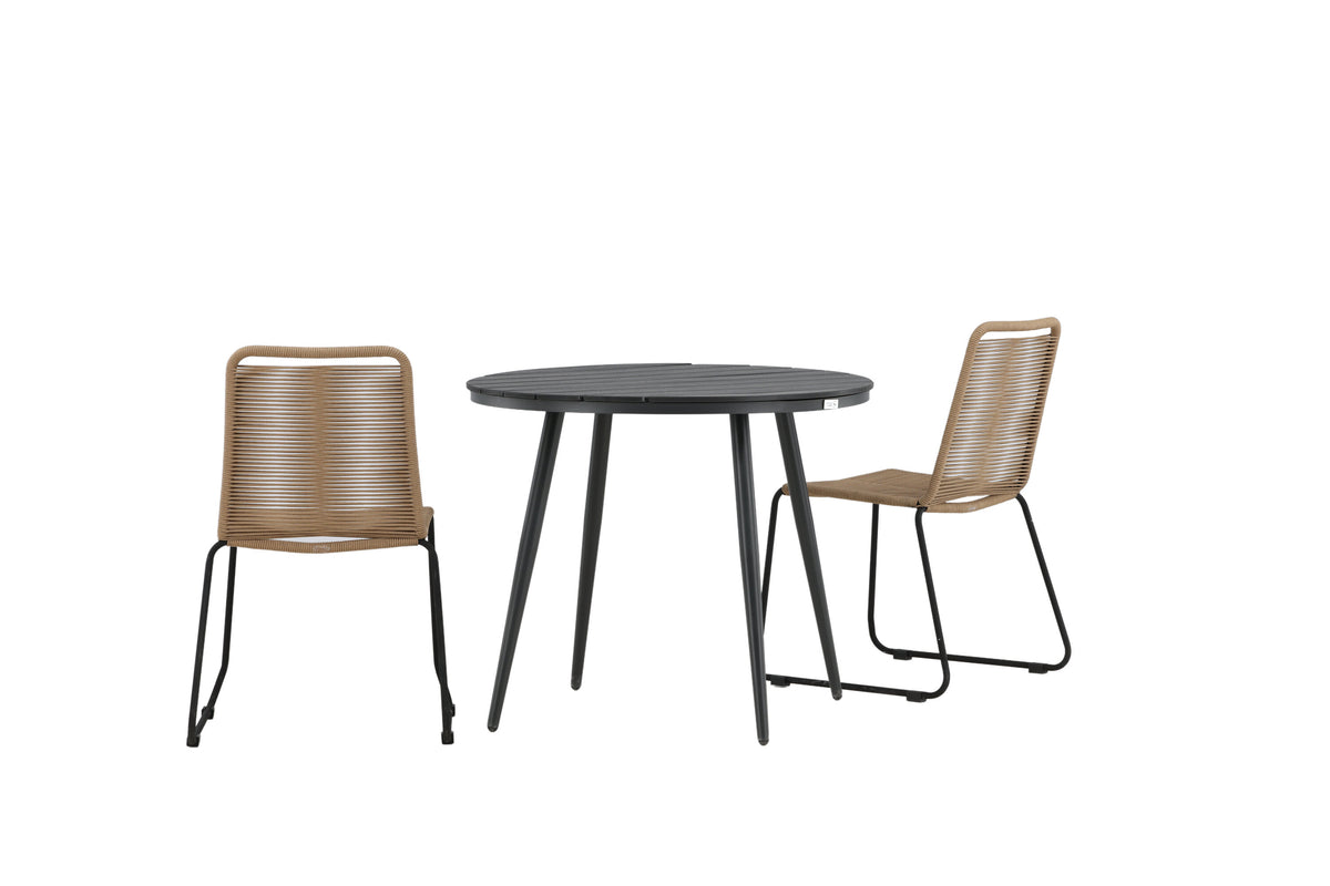 Break Matbord med Lindos Stolarna – Bord: ⌀90 Stol: 59x86x57