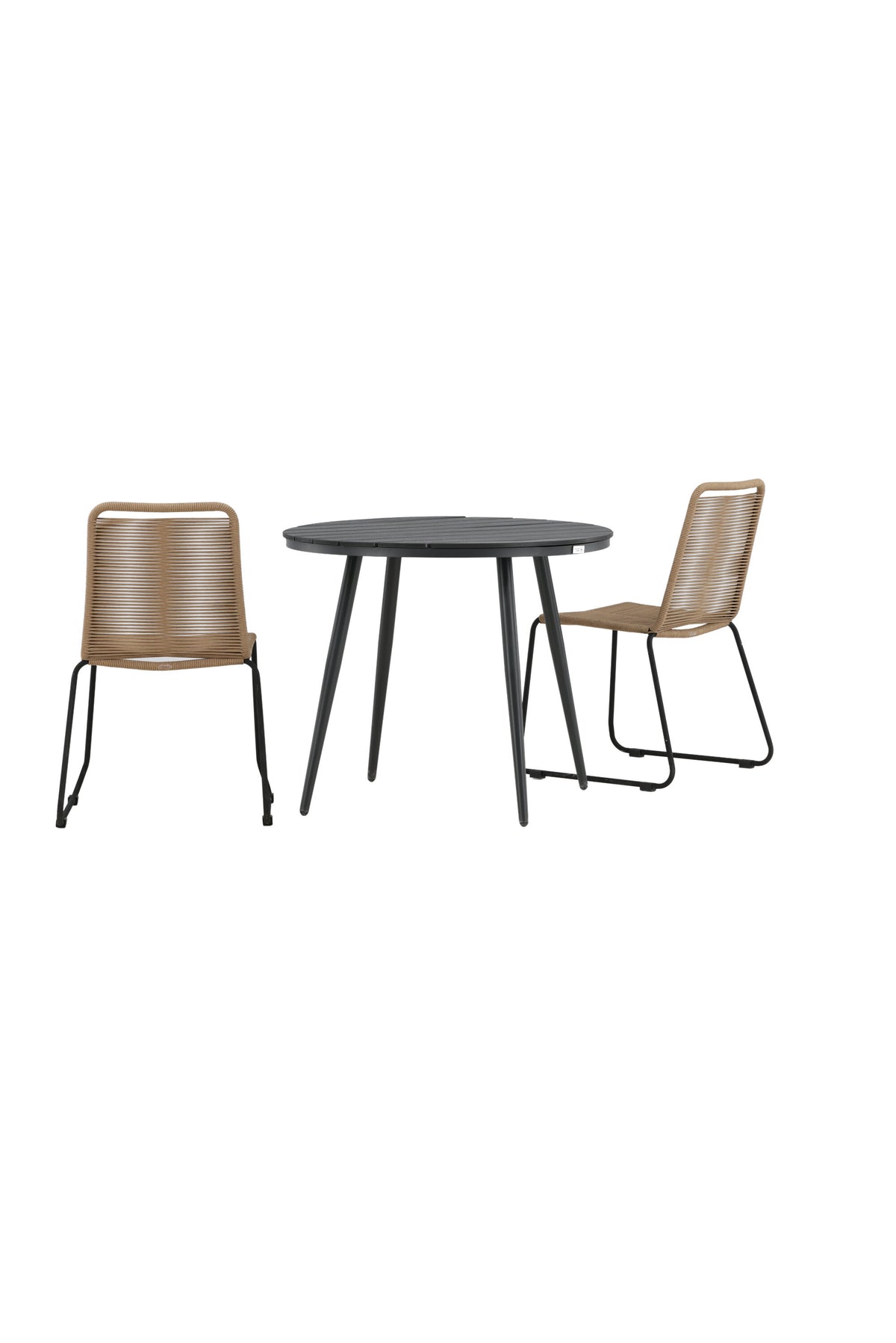 Break Matbord med Lindos Stolarna – Bord: ⌀90 Stol: 59x86x57