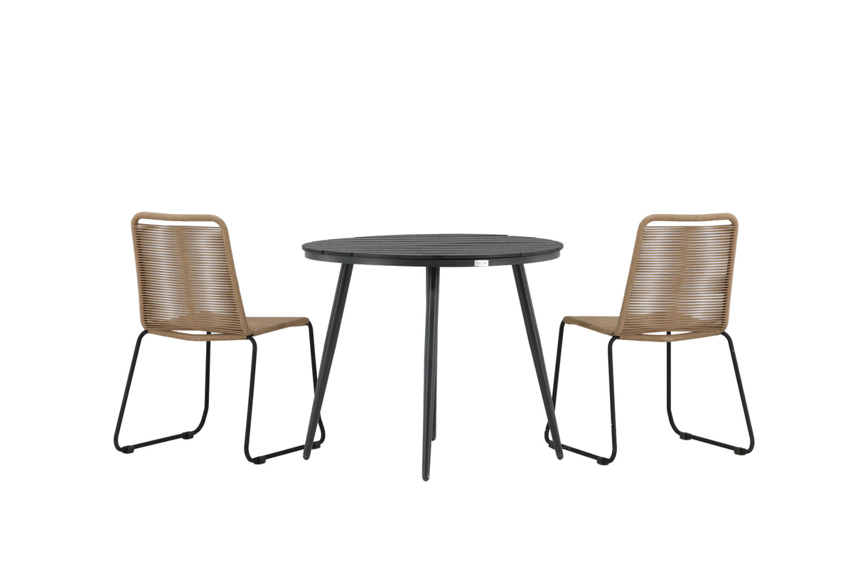 Break Matbord med Lindos Stolarna – Bord: ⌀90 Stol: 59x86x57