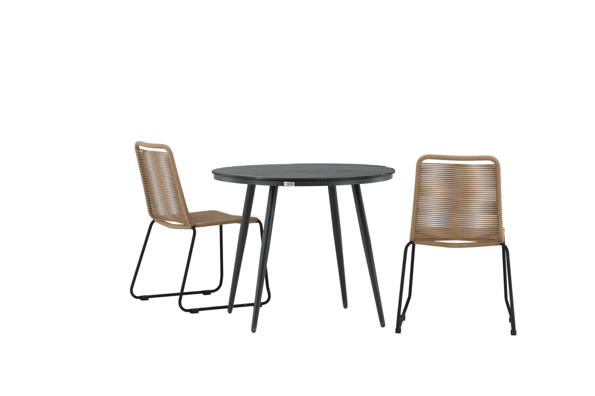 Break Matbord med Lindos Stolarna – Bord: ⌀90 Stol: 59x86x57