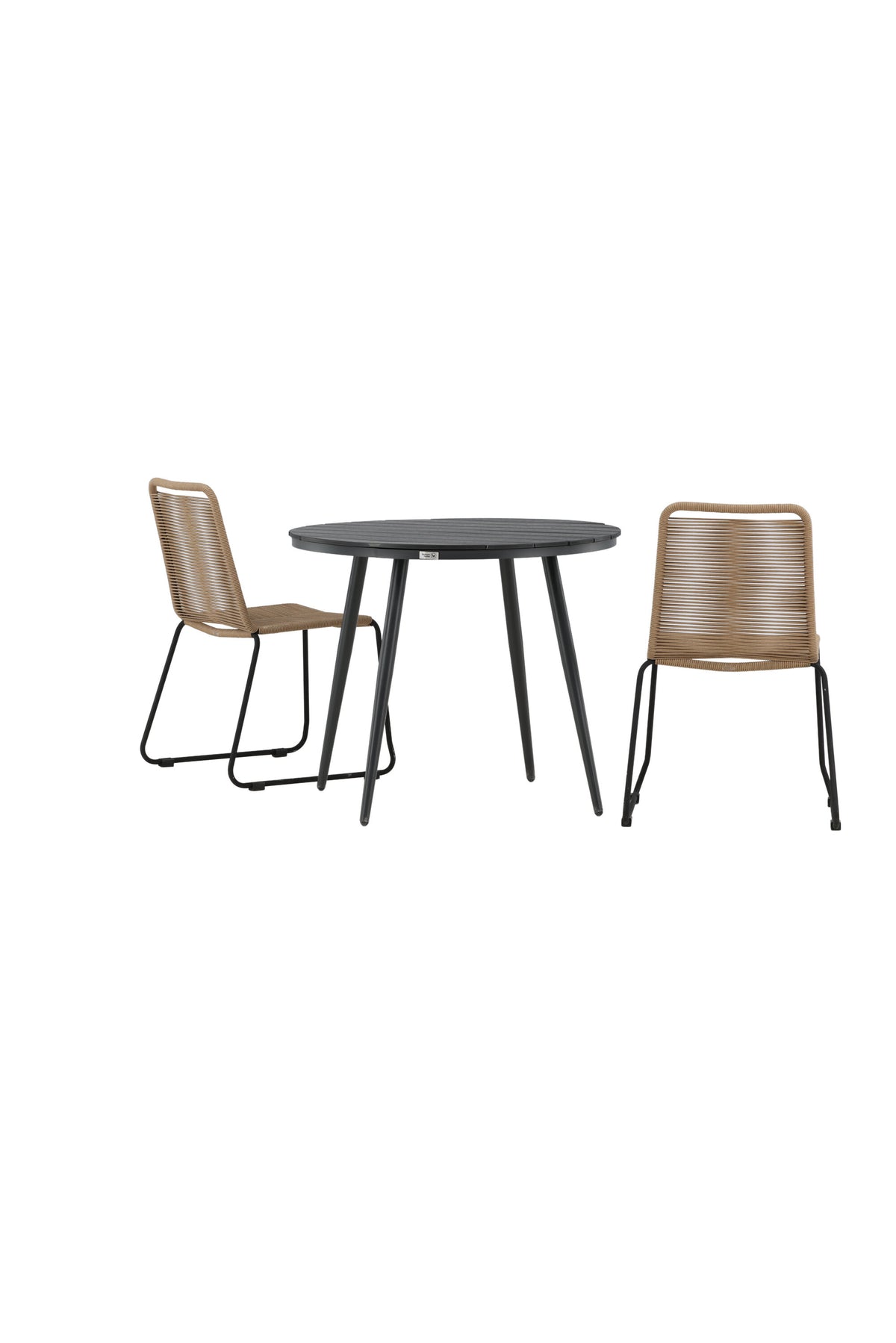 Break Matbord med Lindos Stolarna – Bord: ⌀90 Stol: 59x86x57