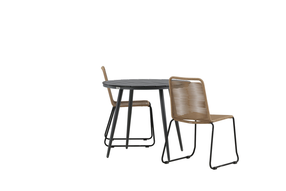 Break Matbord med Lindos Stolarna – Bord: ⌀90 Stol: 59x86x57