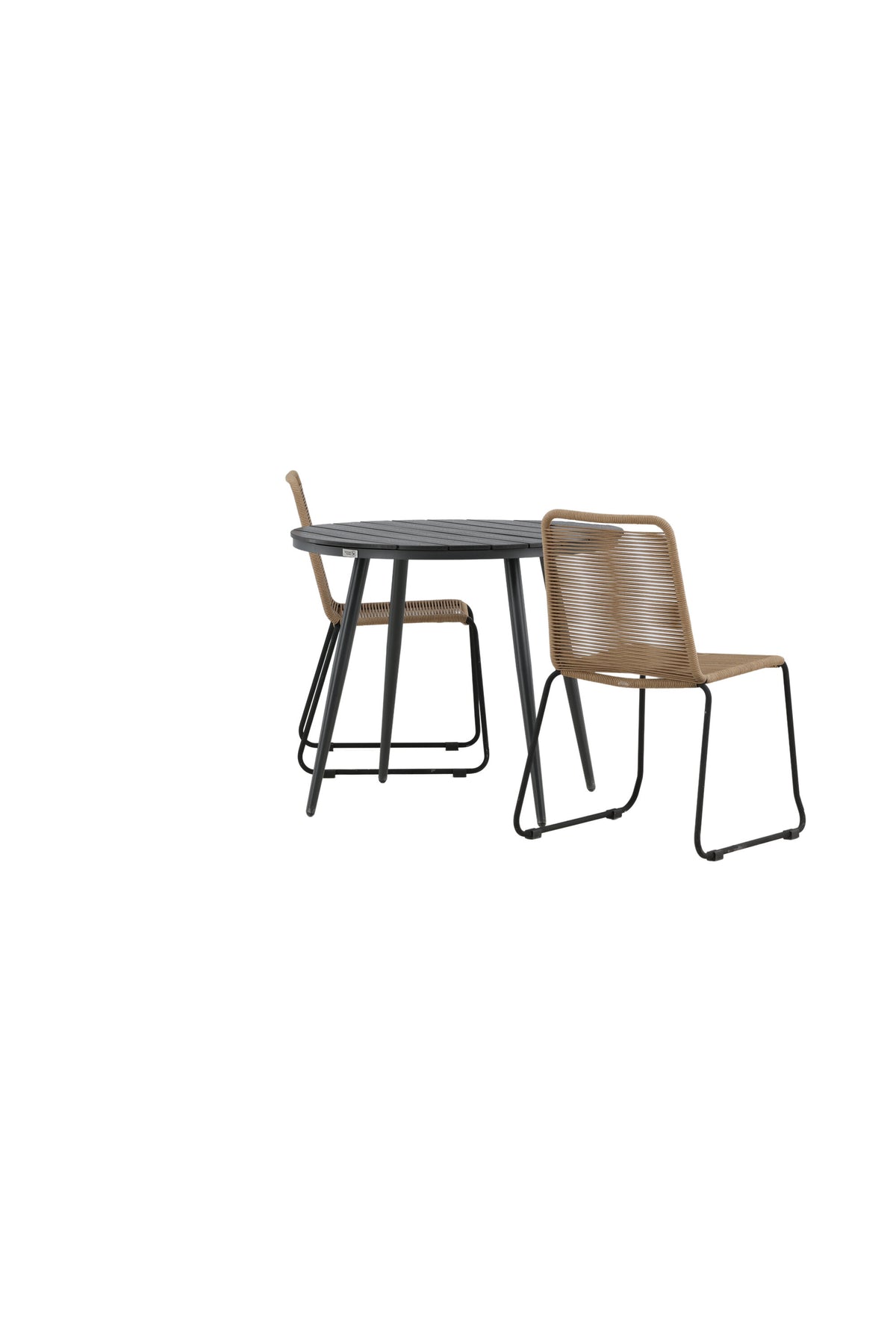 Break Matbord med Lindos Stolarna – Bord: ⌀90 Stol: 59x86x57