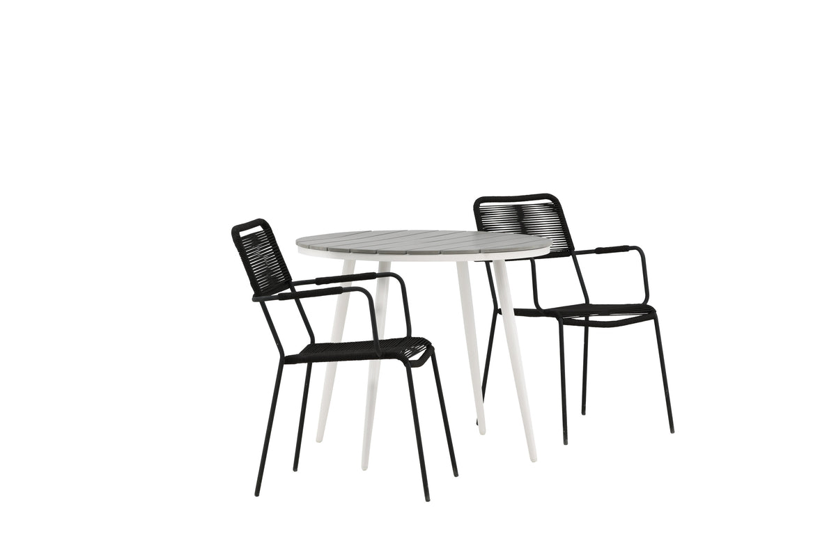 Break Matbord med Lindos Stolarna – Bord: ⌀90 Stol: 66x85x55